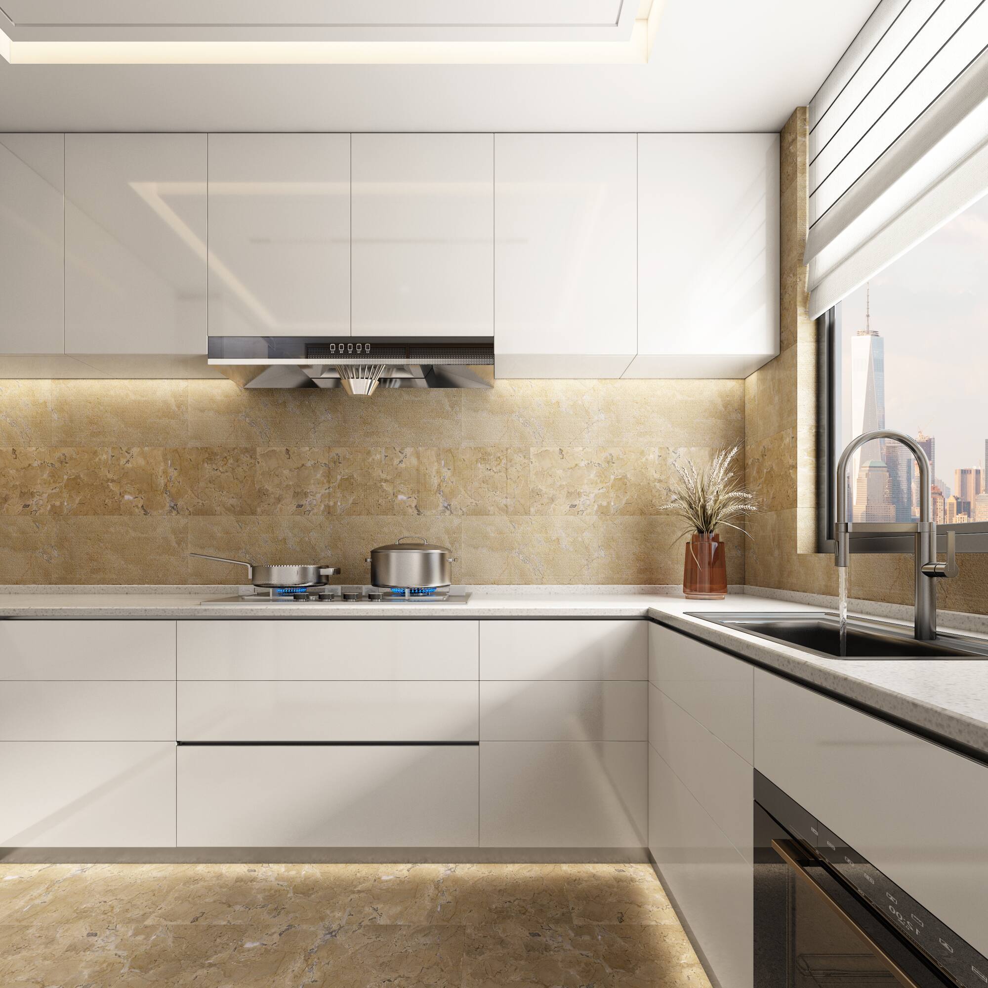 Alt View 8. GOODSILO - Natural Gold Beige Marble Tiles for Floor and Wall Polished Finish Elegant Stone Surface - Beige+Gold.