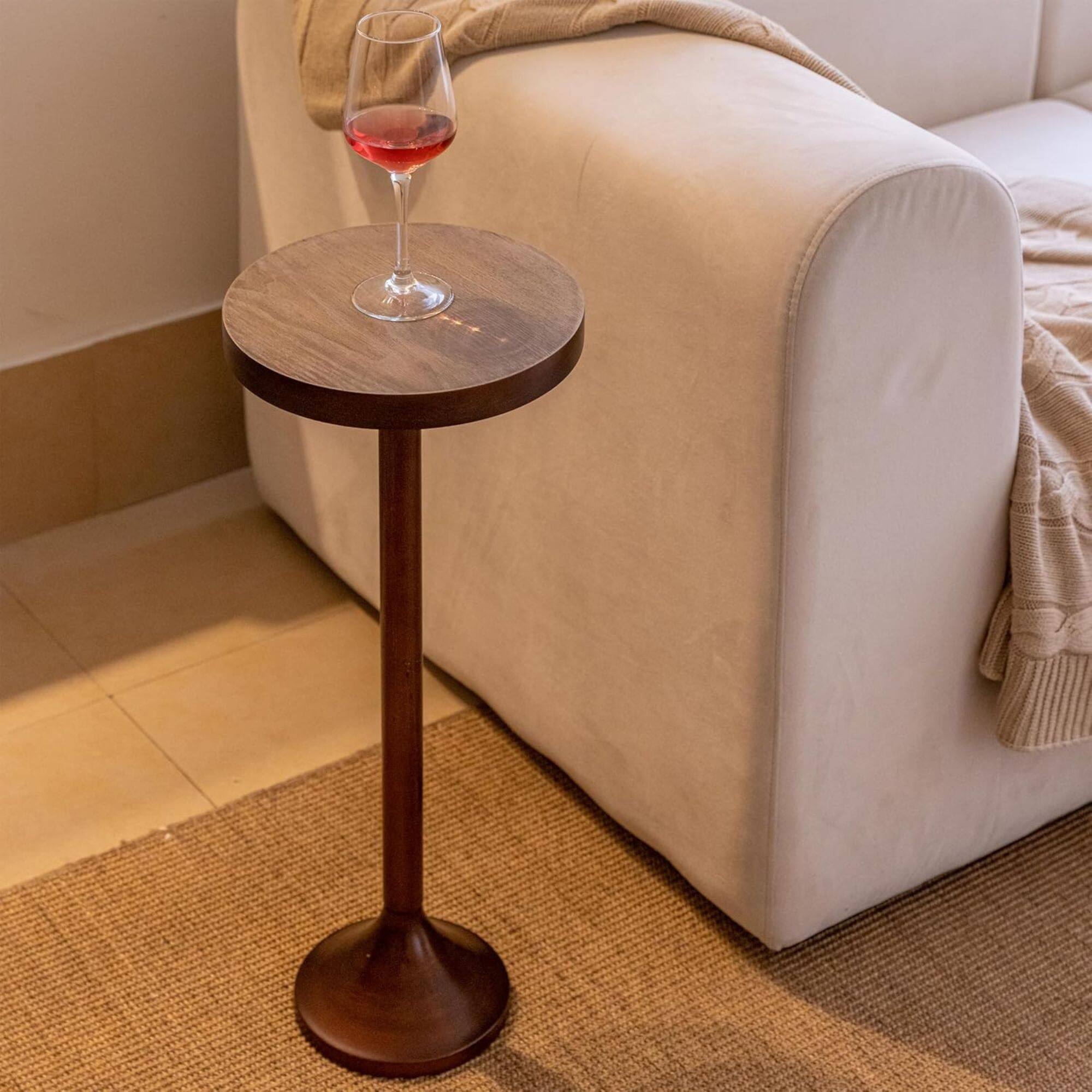 Alt View 4. COZAYH - COZAYH Small Pedestal End Table, Living Room Furniture, Light Espresso, Set of 2 - Brown.