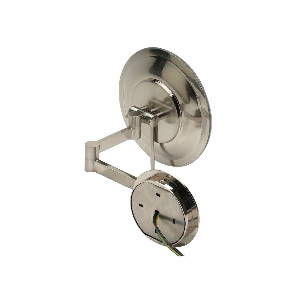 Alt View 1. Alfi - Brushed Nickel Wall Mount Round 9" 5x Magnifying Cosmetic Mirror with Light - Silver.