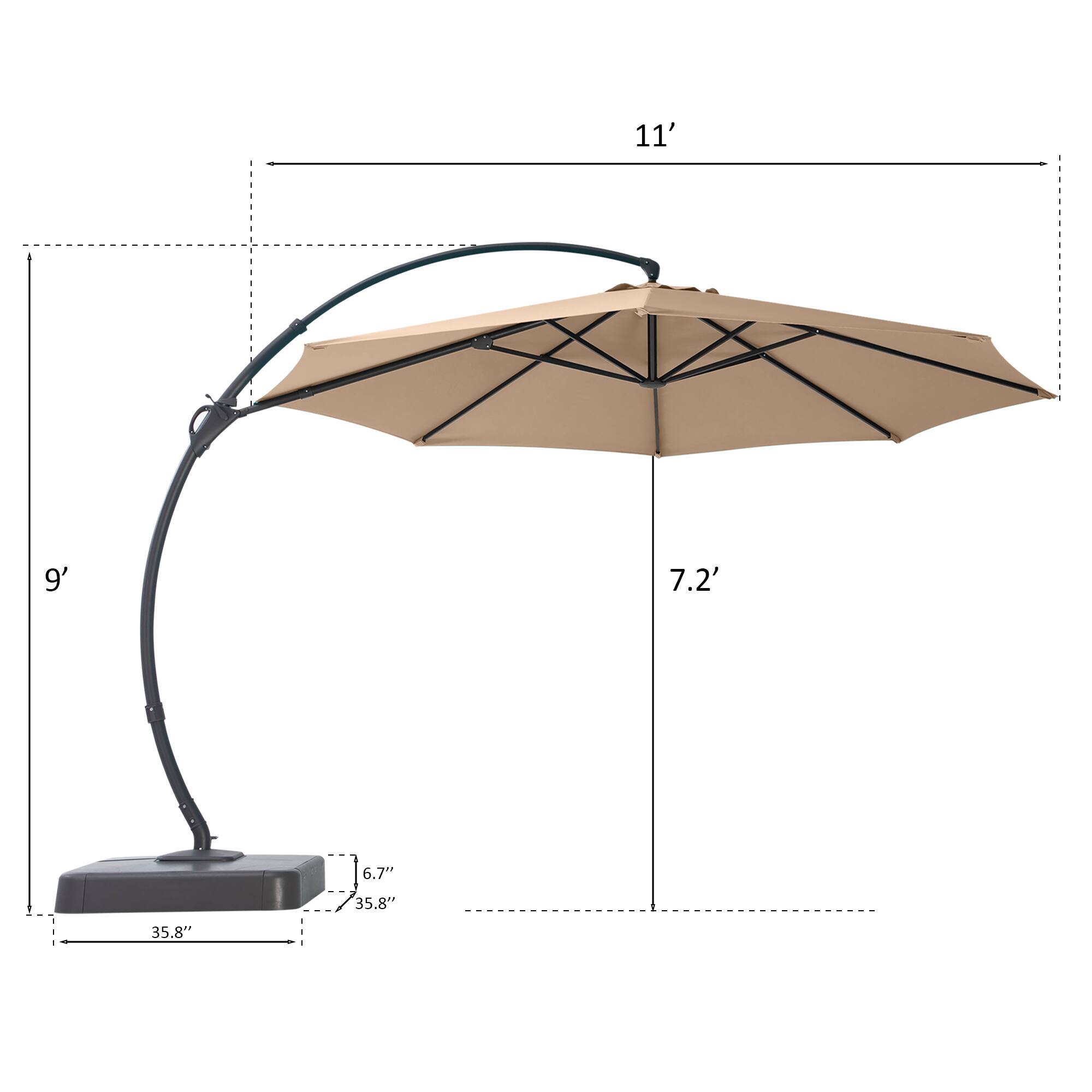 11' 9' 7.2' 6.7" 35.8" 35.8"