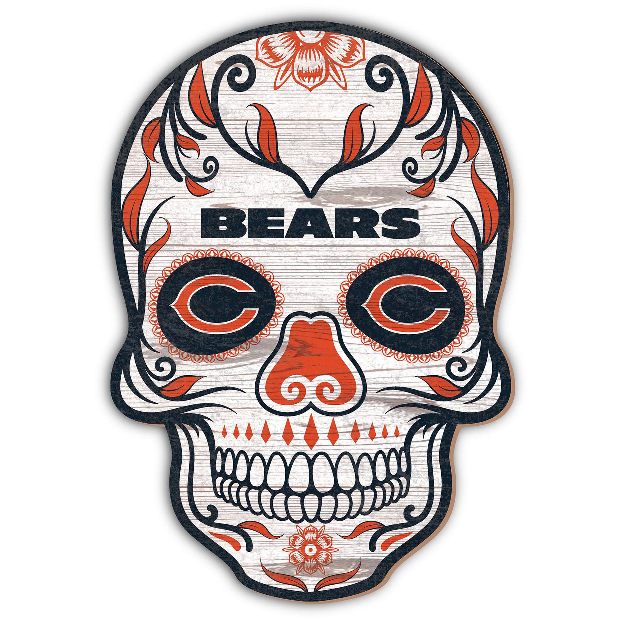 Chicago Bears 12'' Sugar Skull Sign