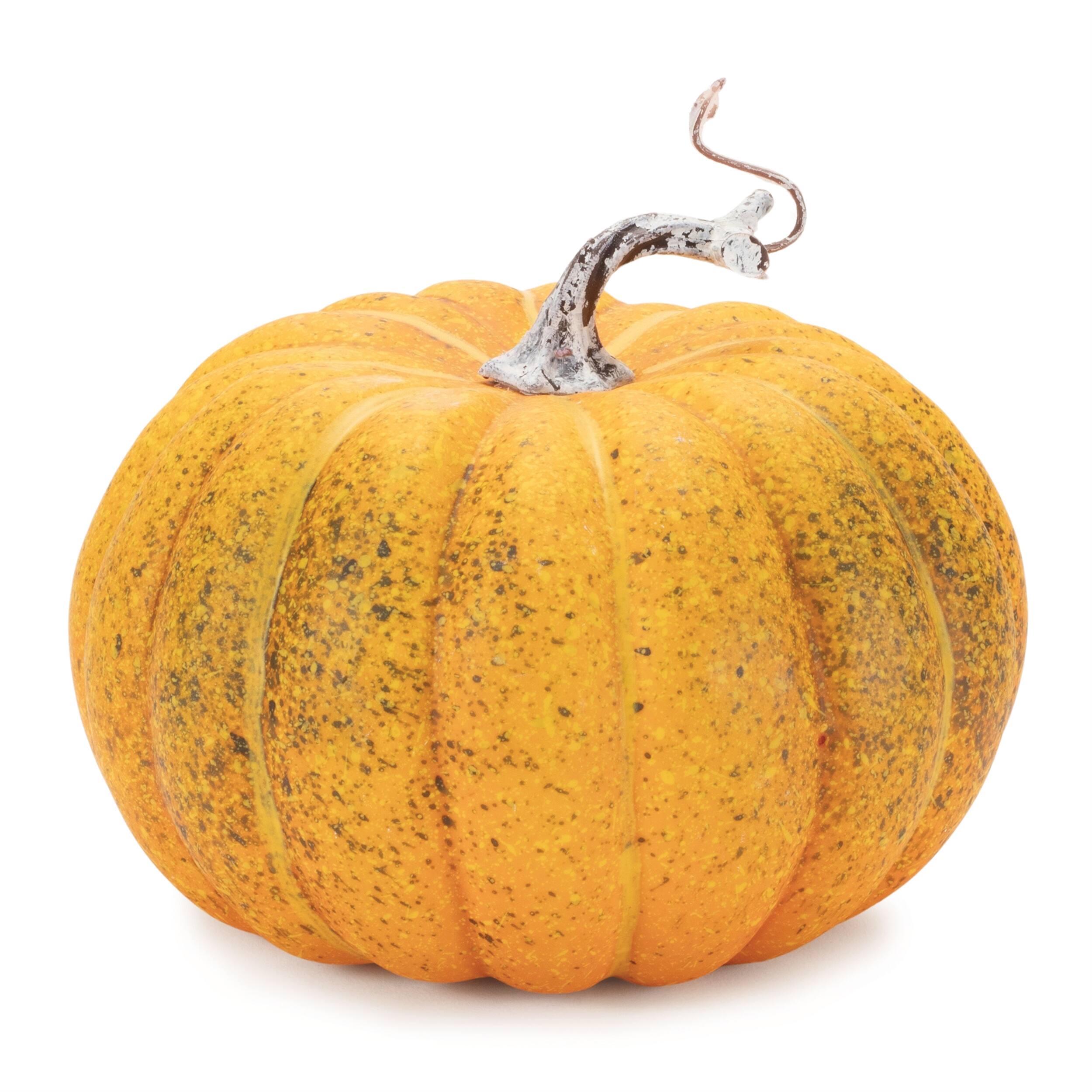 Angle. BreeBe - Foam Pumpkin Decor (Set of 2) - Orange, Green.