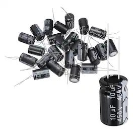 Unique Bargains - 10uF 450V 13x20mm Electrolytic Capacitor, 105C High Temp Radial Leads, for TVs/LCDs/VCD, 24pcs - Black