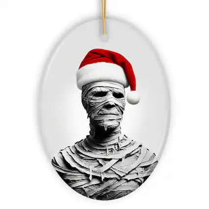 Front. OrnamentallyYou - Ghoulish Mummy with Santa Hat Ornament Sinister Holiday Keepsake for Halloween Lovers - Multi-colored.