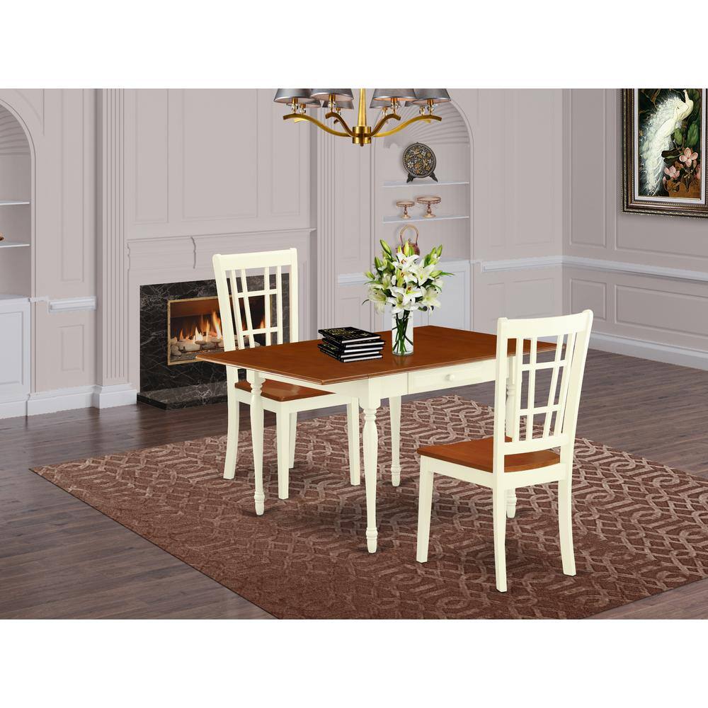 Left. East West Furniture - Dining Room Set Buttermilk & Cherry - Brown.