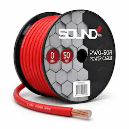 SoundBox - PW0-50R, 1/0 Gauge OFC Copper Battery Power / Ground Wire Spool - 50 Ft
