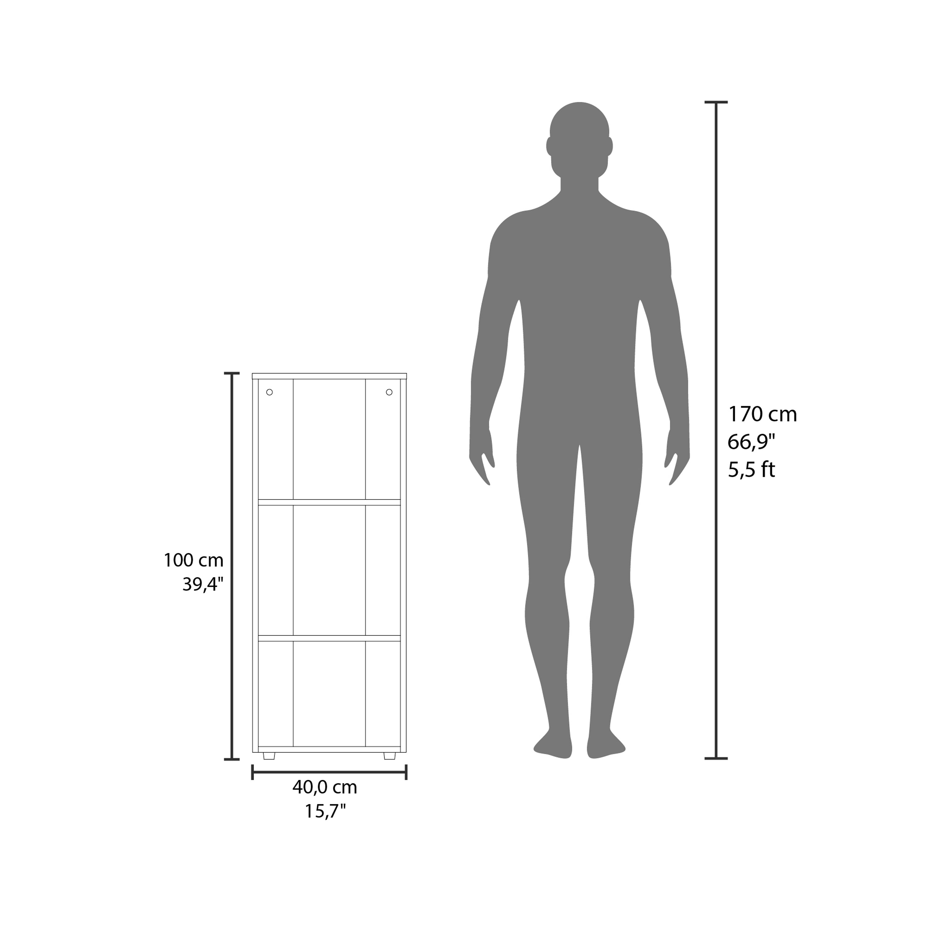 170 cm 66,9" 5,5ft 100 cm 39,4" 40,0 cm 15,7"