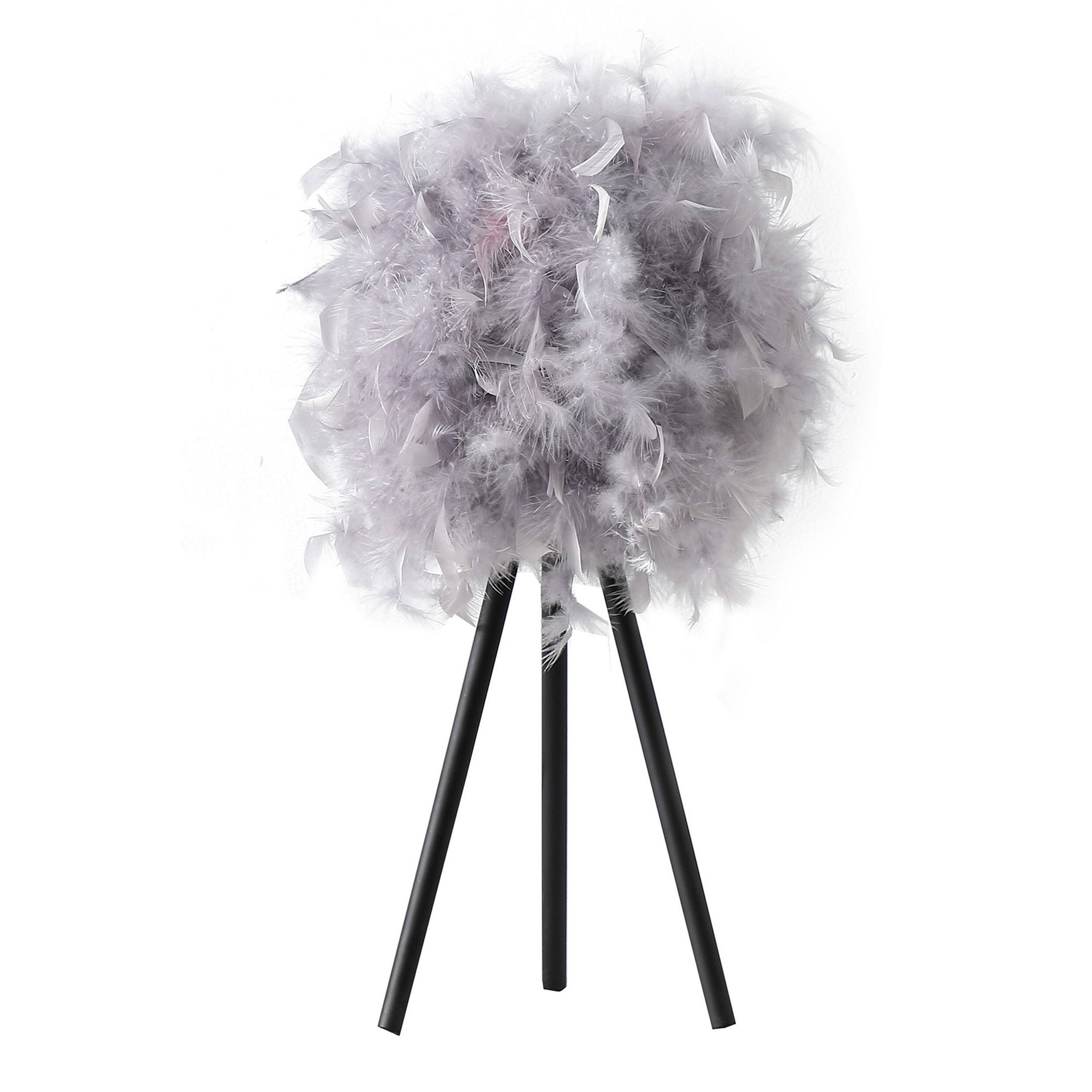Manhattan Lane Rio 21 Inch Accent Table Lamp, Feather Shade, Metal ...