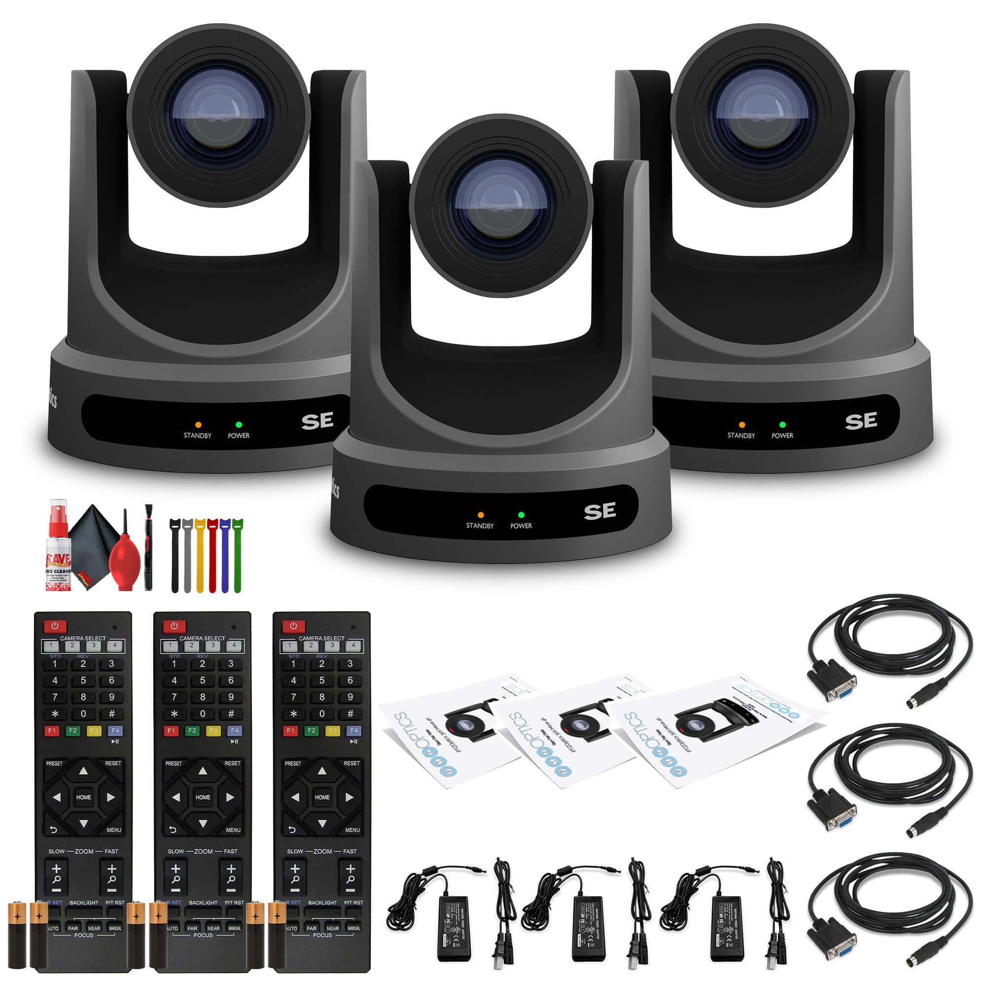 3 x PTZOptics Move SE PTZ Camera with 30x Optical Zoom (Gray) (PT30X-SE-GY-G3)