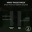 Rapid Trigger Mode: Unlock maximum speed and response. Fixed Release Point. Fixed Actuation Point. Adjustable Actuation Point. Up to 0.1mm Sensitivity. Traditional Switch. Rapid Trigger.
