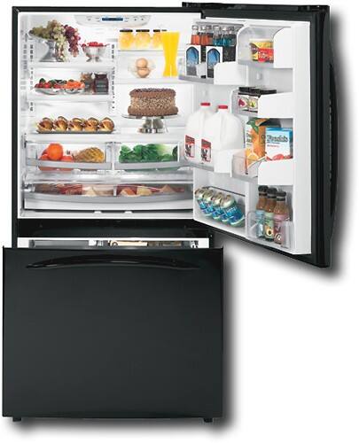 Front Standard. GE - Profile 21.1 Cu. Ft. Counter-Depth Bottom-Mount Refrigerator - Black-on-Black.