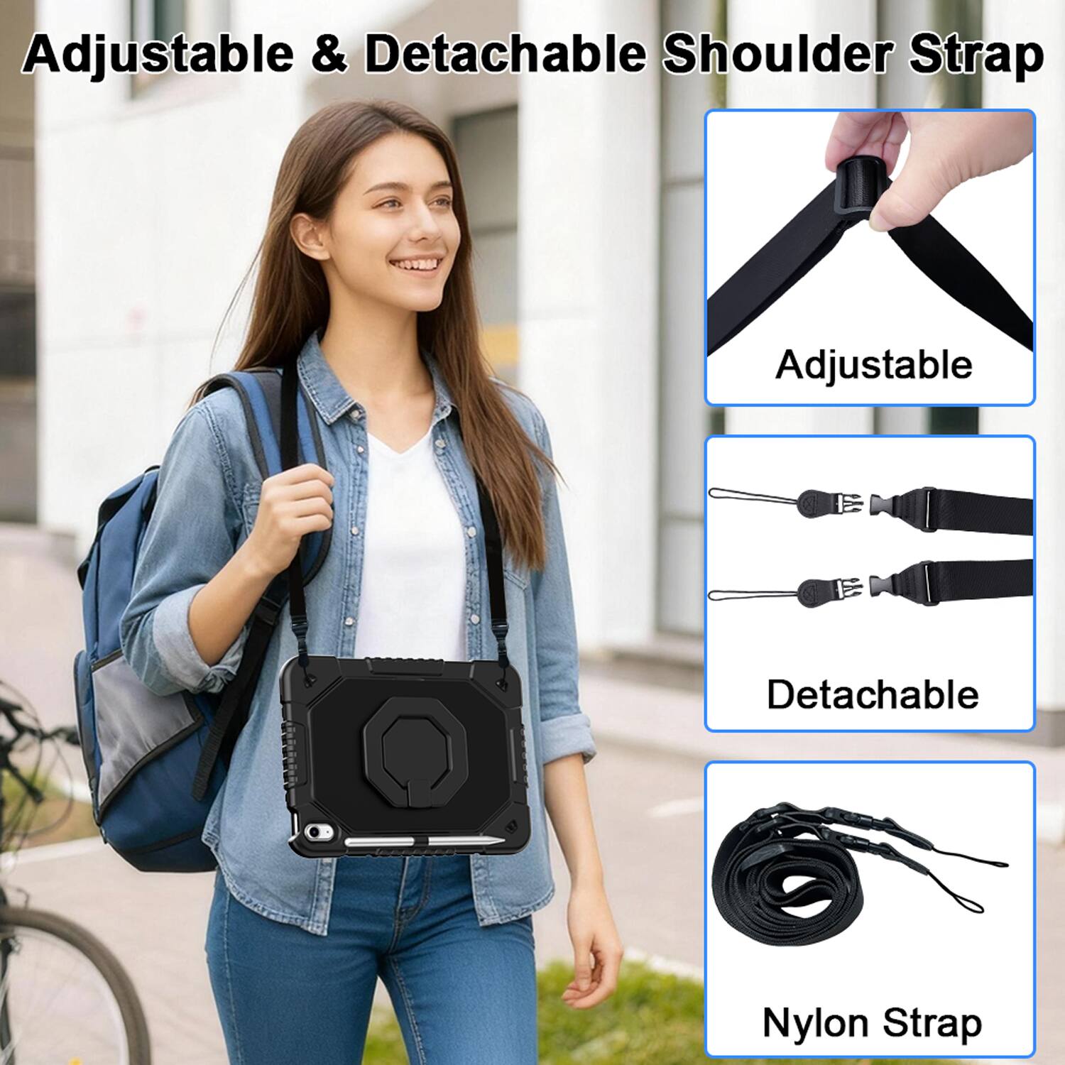 Adjustable & Detachable Shoulder Strap

Adjustable  
Detachable  
Nylon Strap