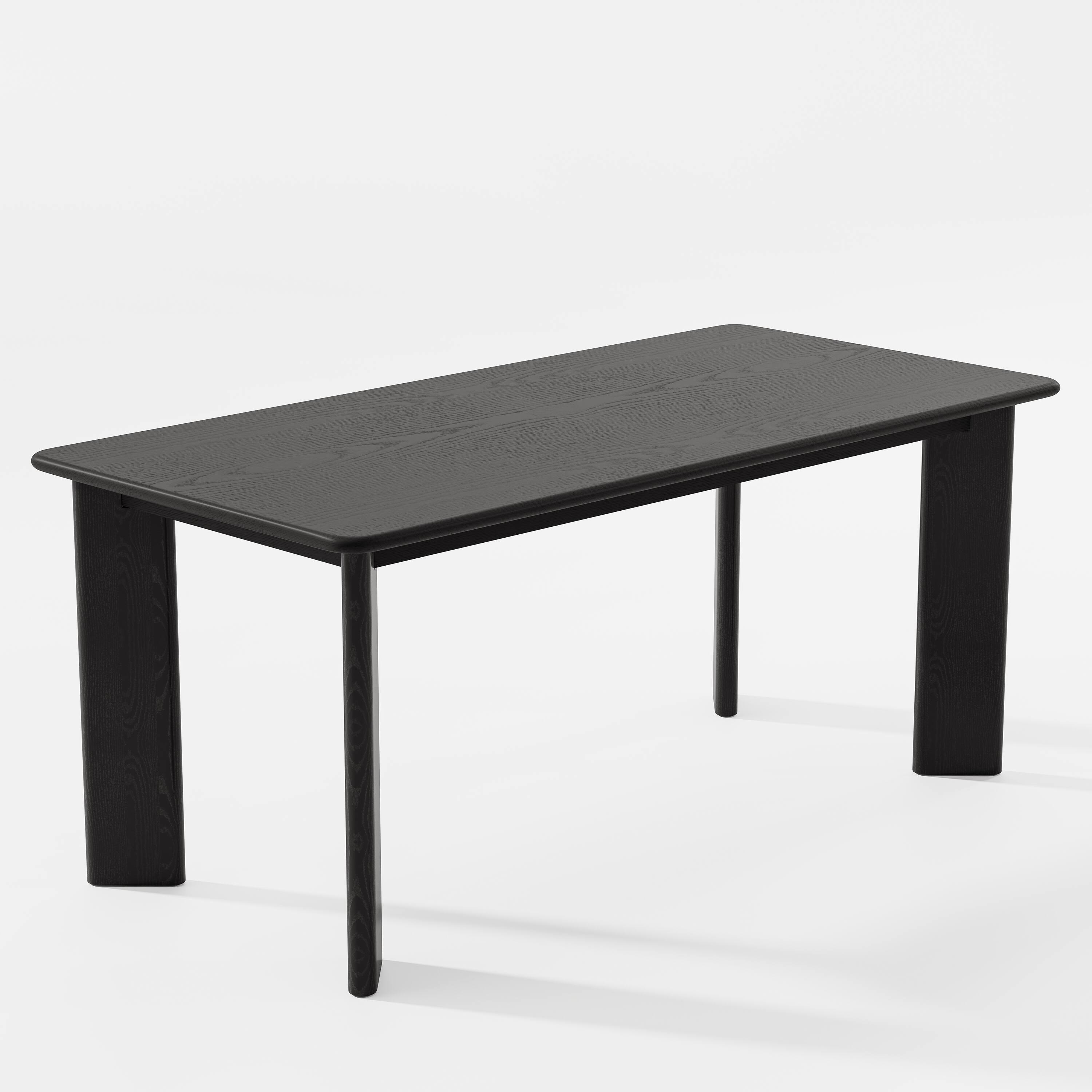 Angle. Lirago - 67" Tapered-Leg Square Dining Table - Black Finish Solid Wood, Seats 6, Elegant Kitchen Dining Table for Home Use - Black.