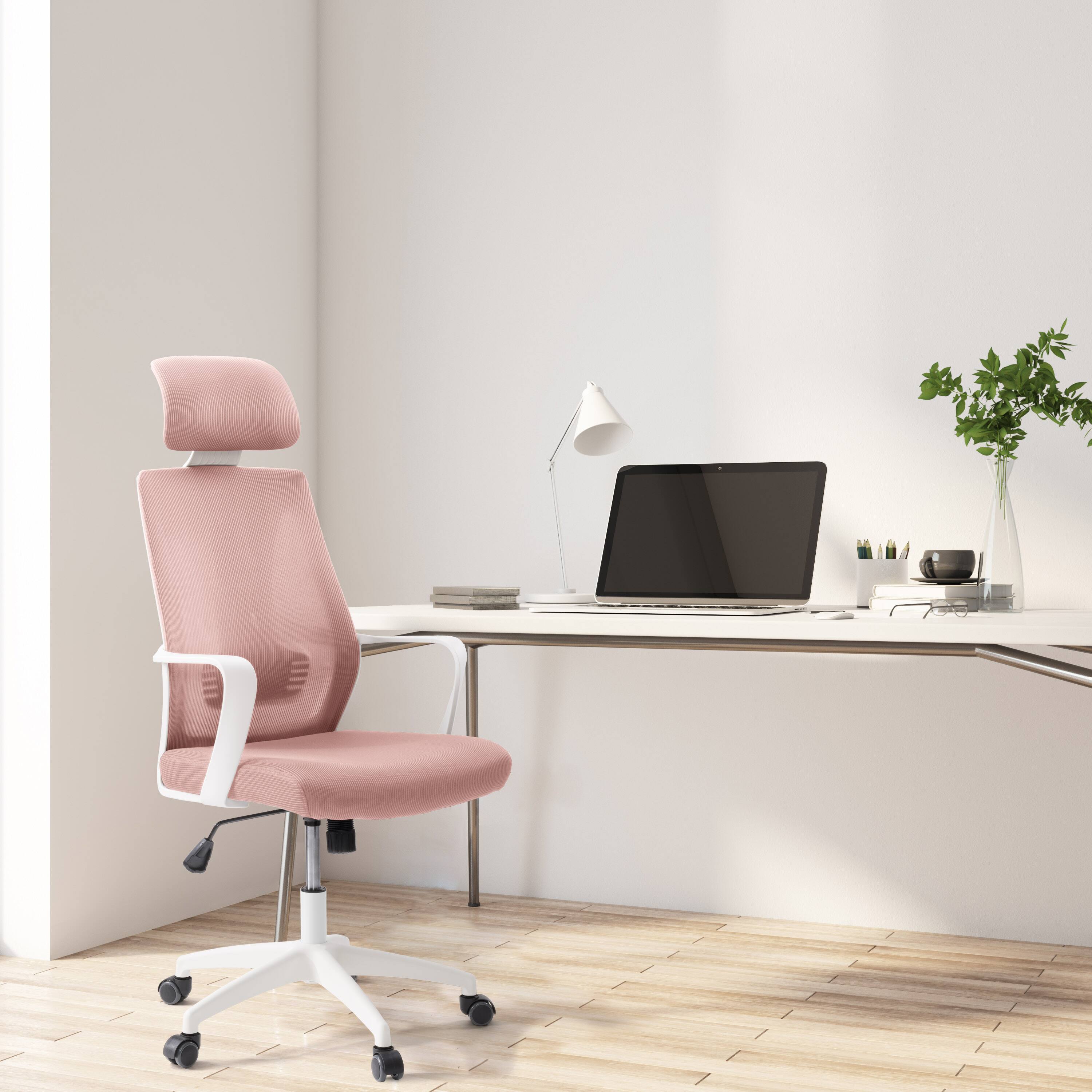 Left. CorLiving - Workspace Mesh Back Office Chair - Pink and White.