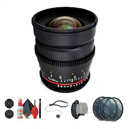 Rokinon - 24mm T1.5 Cine ED AS IF UMC Lens for Sony A Mount Bundle - Black