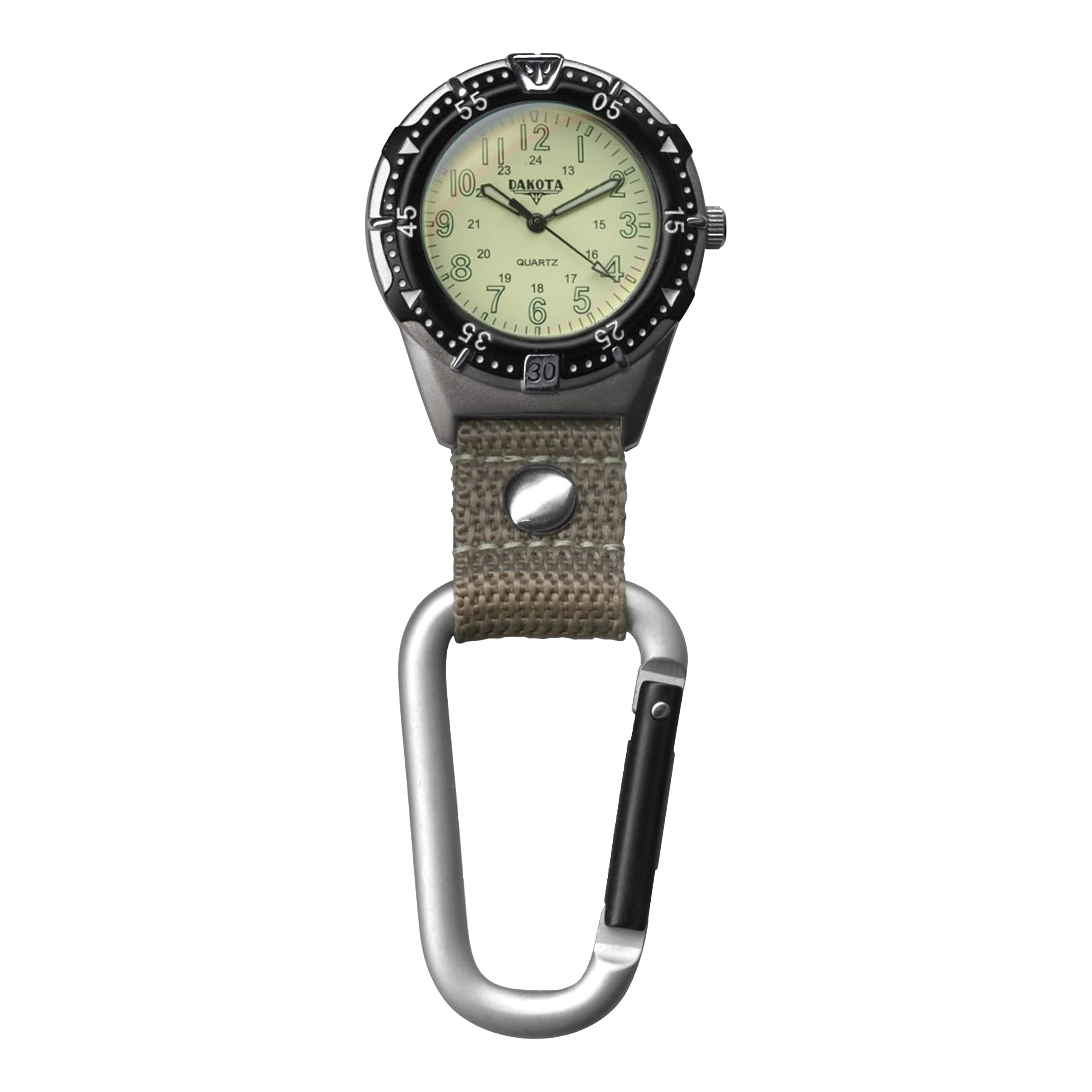 Dakota - Backpacker Clip, Nylon Carabiner Strap, Outdoor Gifts for Men and Women, Clip On Watch - Khaki