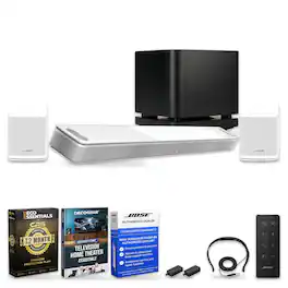 Smart Ultra Dolby Atmos Soundbar + Bose Bass Module 500 + Surround Sound System + 1-Year Extended Warranty Package - Arctic White