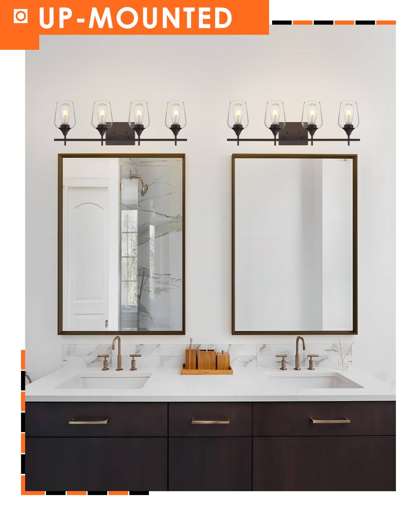Alt View 1. Cedar Assembly - Light Bathroom Lighting Fixtures Over Mirror Inch Oil Rubbed Bronze Vanity Lights Farmhouse Rustic Bath Wal - Nickel, Clear Glass 2 - Light.