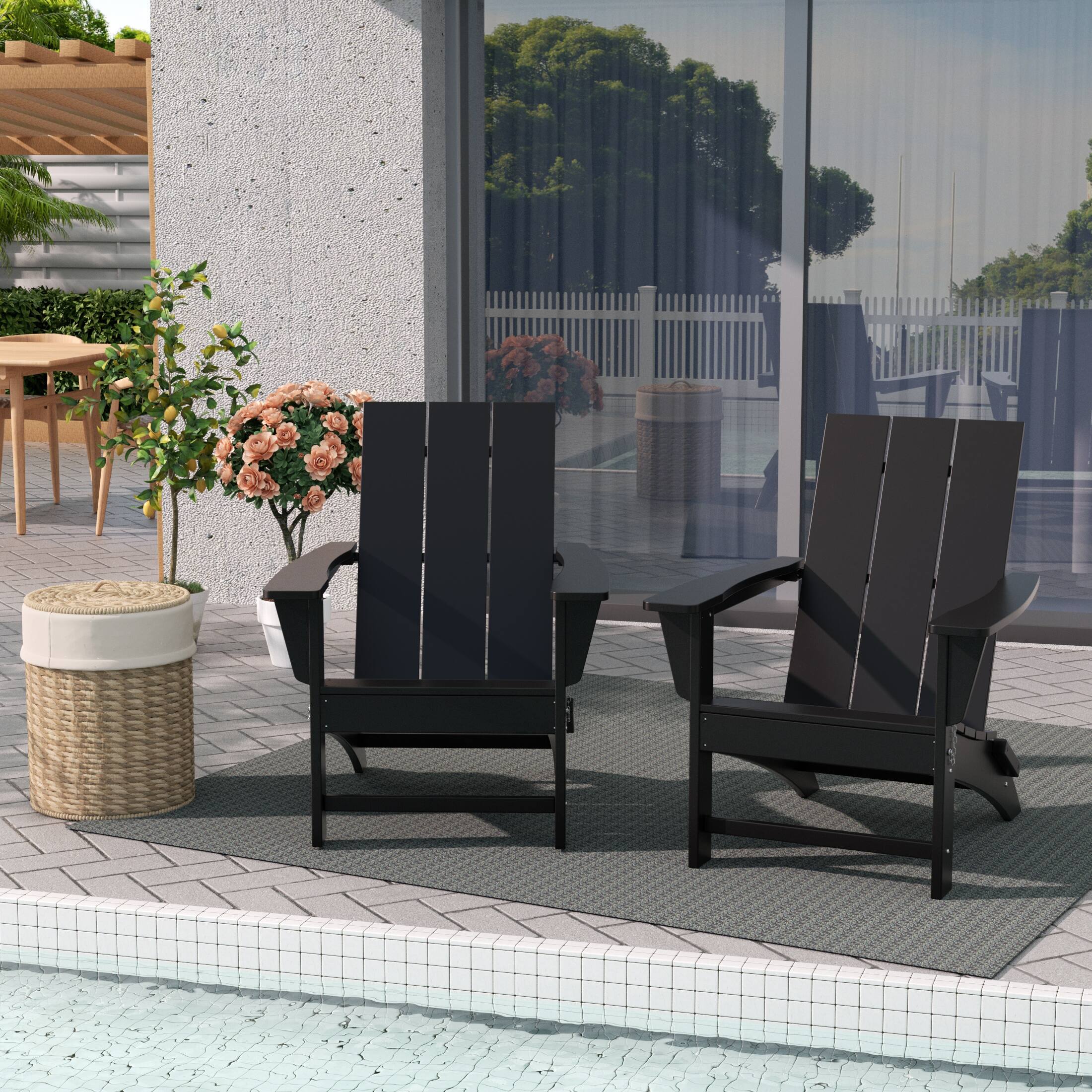 Angle. WestinTrends - WestinTrends Ashore Modern Outdoor Folding Adirondack Chair (Set of 2) - Black.