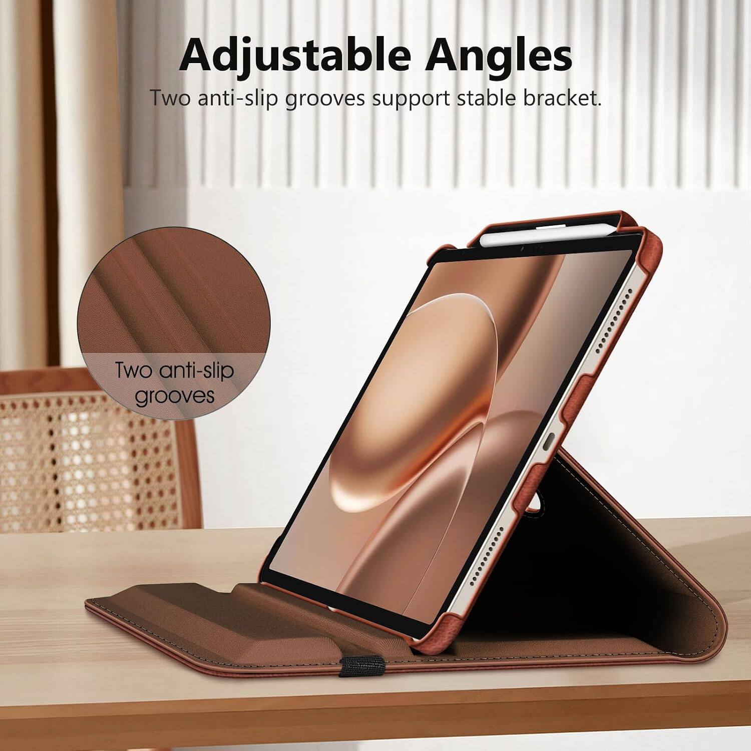 Adjustable Angles  
Two anti-slip grooves support stable bracket.  
Two anti-slip grooves