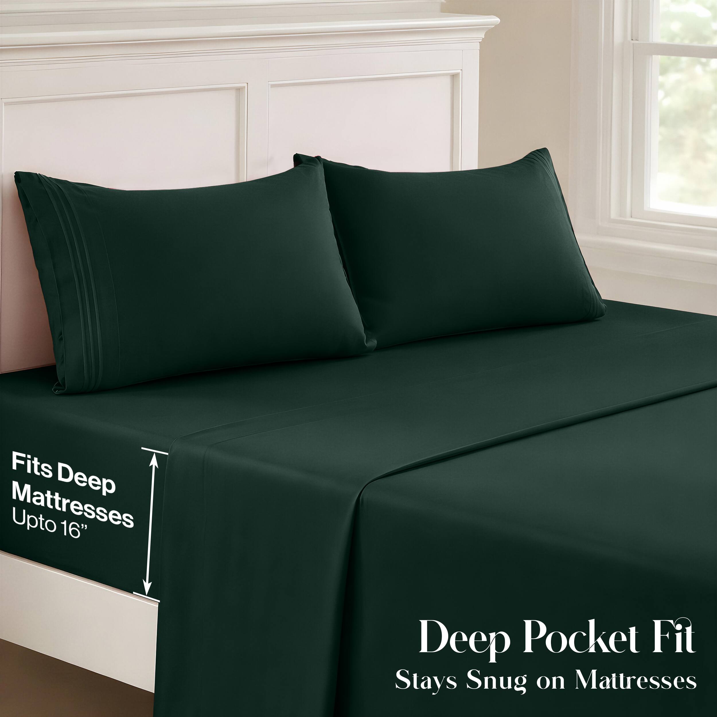 Fits Deep Mattresses Upto 16" Deep Pocket Fit Stays Snug on Mattresses