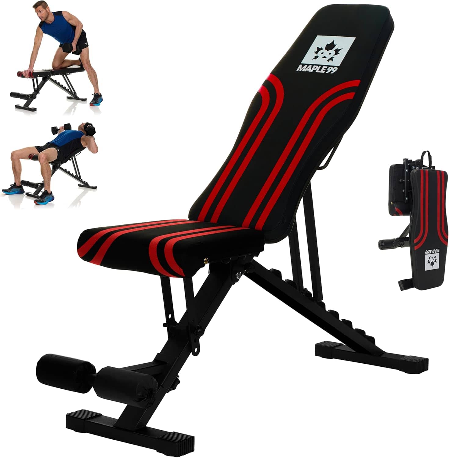 Maple99 - Adjustable Weight Bench Steel 8-Position Backrest, Foldable Design Fitness Equipment for Full-Body Workouts - Black price history on PriceWatchPro