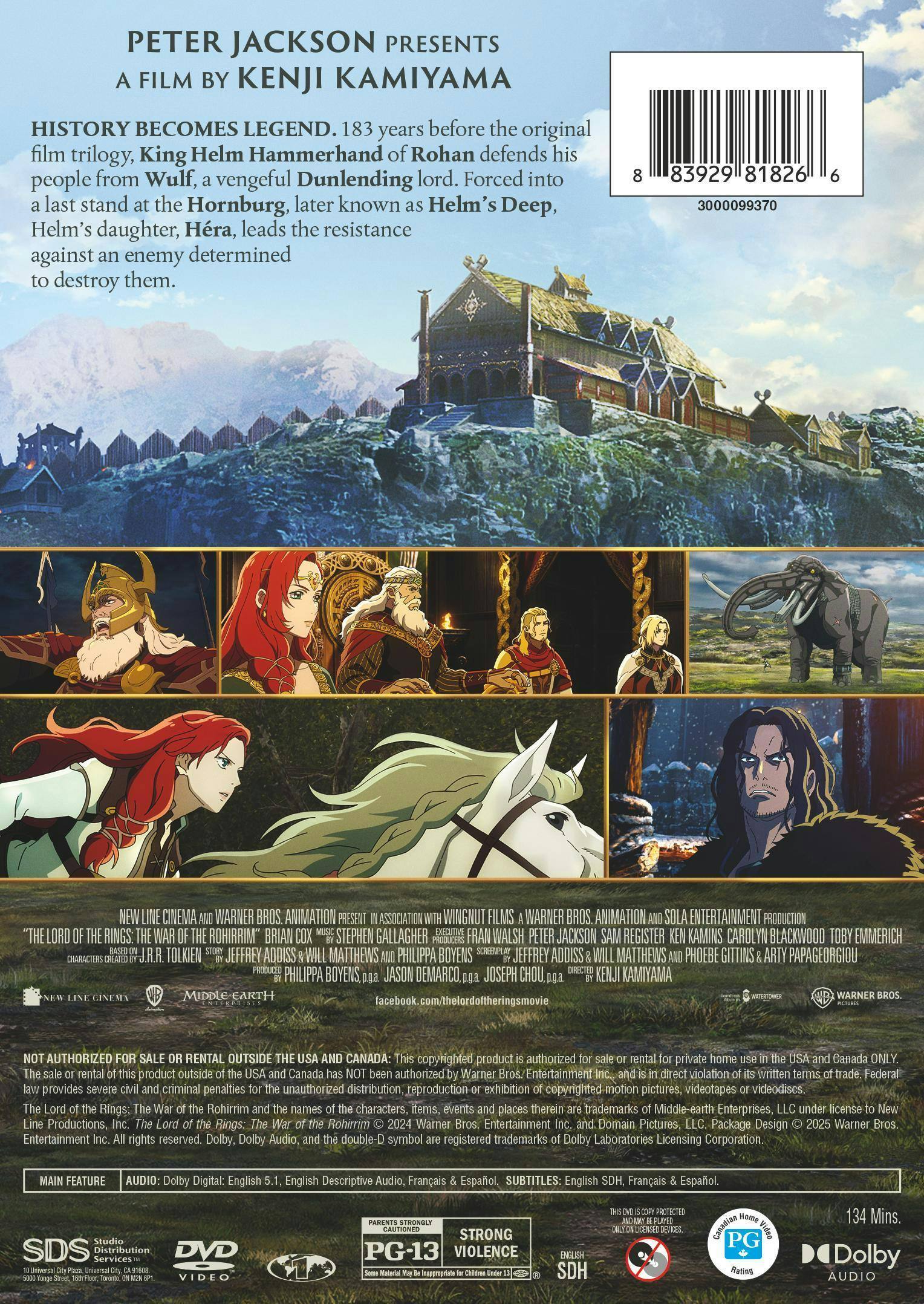 Back. Lord Of The Rings, The: The War Of The Rohirrim [DVD].