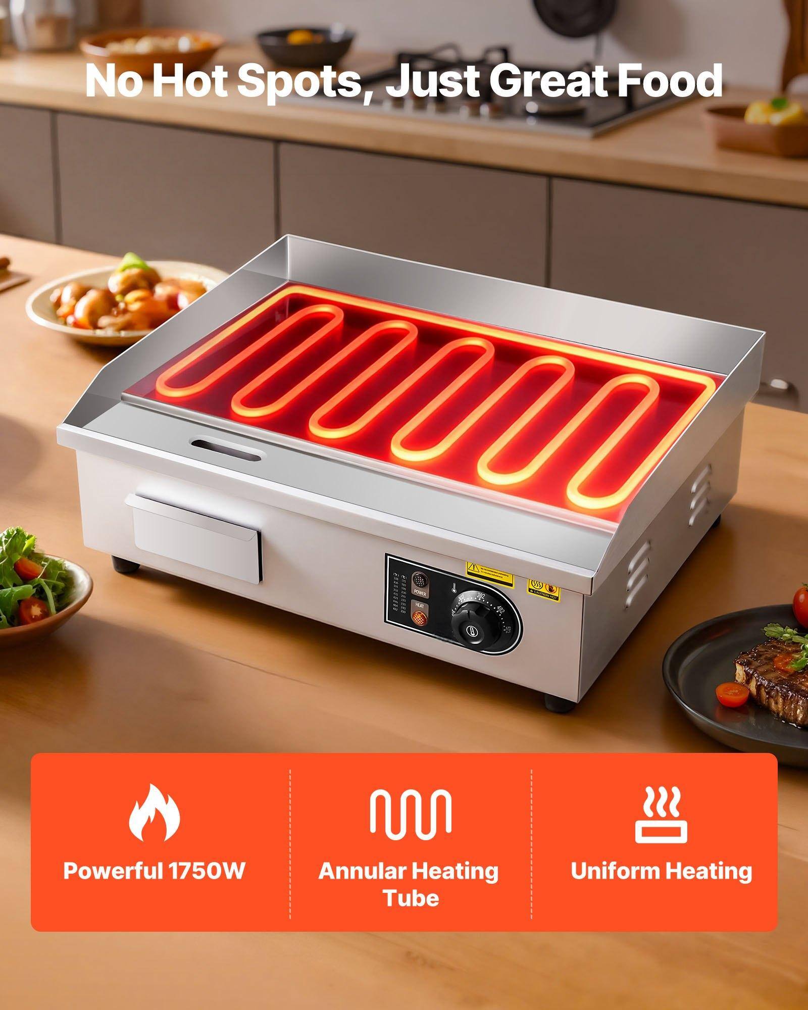 No Hot Spots, Just Great Food

Powerful 1750W  
Annular Heating Tube  
Uniform Heating