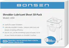 Bonsen - Paper Shredder - Sharpening & Lubricant Sheets - Pack of 50 - White