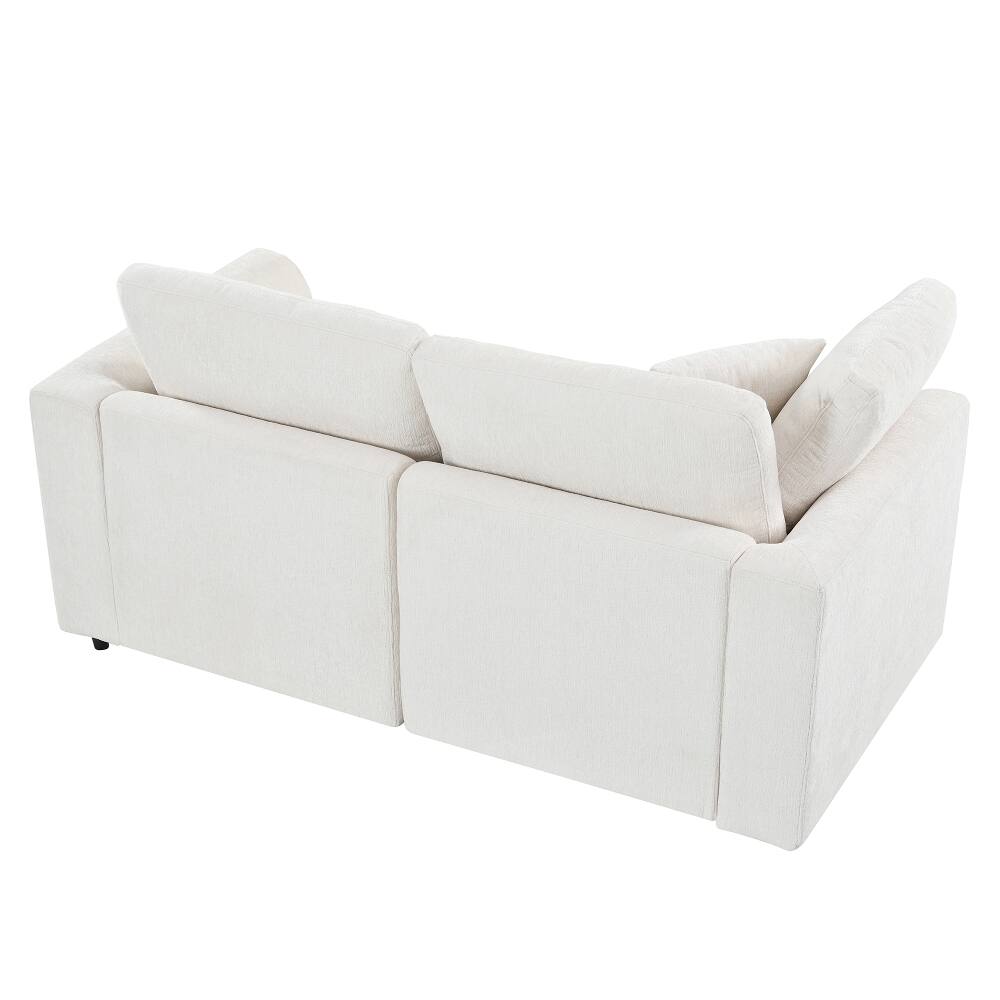 Alt View 4. Loheer - Loheer 4-Piece Sofa Set Chenille Modern Living Room Furniture Loveseat Accent Chairs Ottoman - Beige.