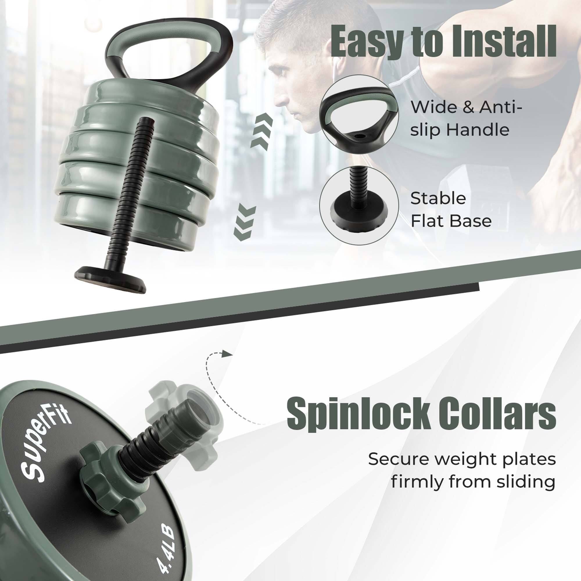 Easy to Install Wide & Anti-slip Handle i Stable Flat Base Spinlock Collars Superfy Secure firmly weight from sliding plates 4.4LB.