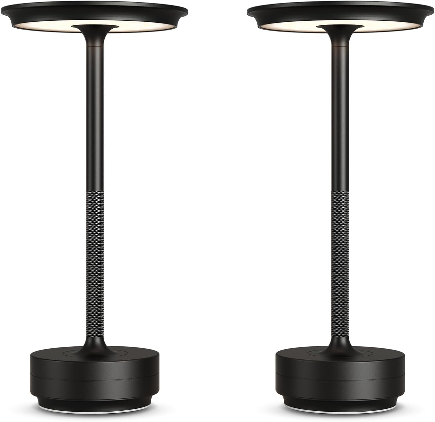Front. FINEAK - 2-Pack Cordless Rechargeable LED Table Lamps for Indoor/Outdoor - Black.