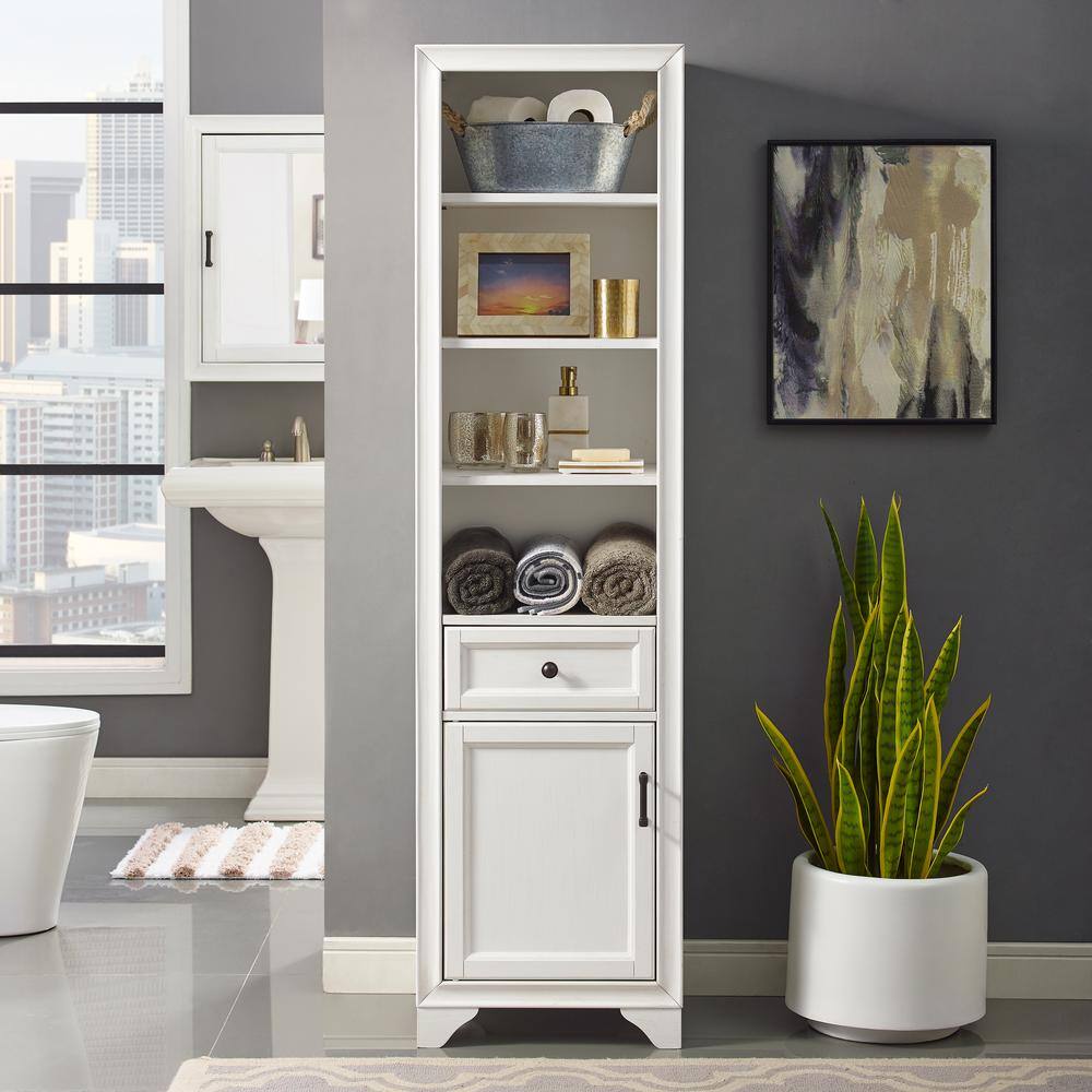 Back. Crosley Furniture - Tara Linen Storage Cabinet - White.