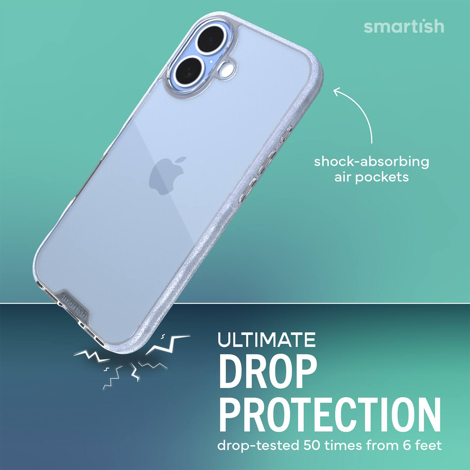 smartish shock-absorbing air pockets smartish ULTIMATE DROP PROTECTION drop-tested 50 times from 6 feet