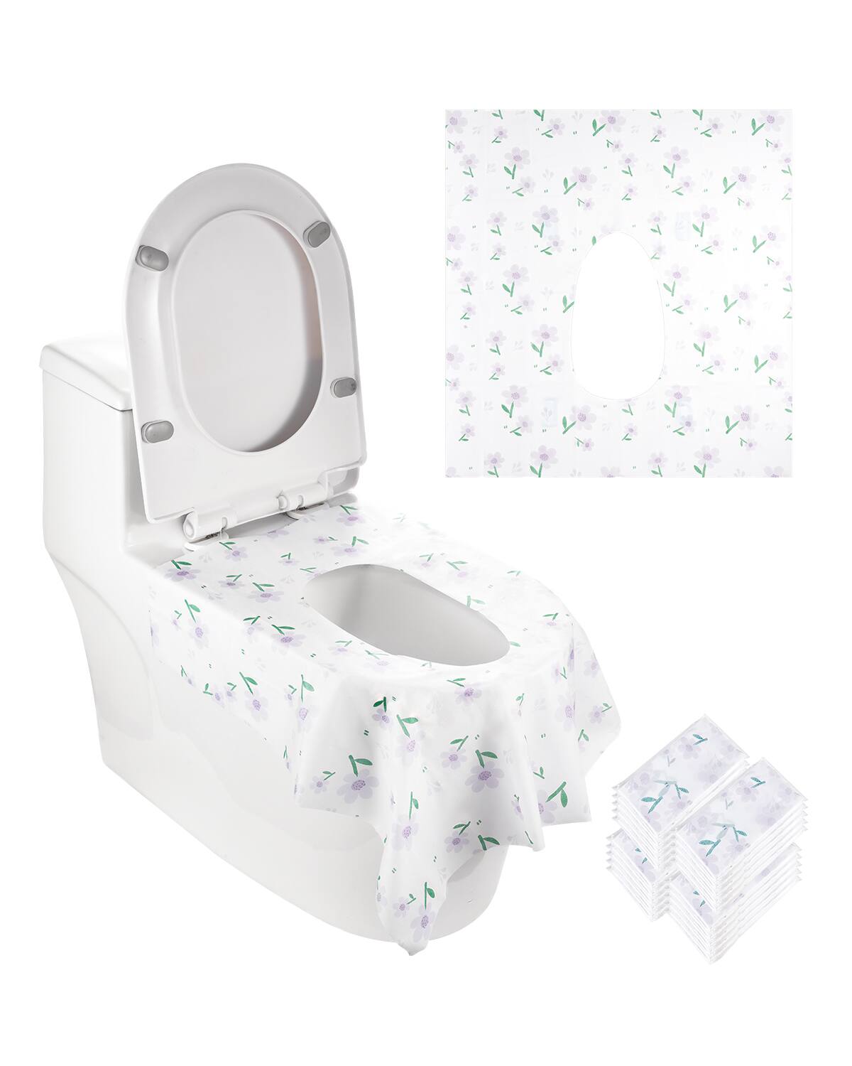 Front. VEVOR - Toilet Seat Covers Disposable, 4 Pack Extra Large Waterproof Potty Cover, 20 Pieces Potty Training Toilet Seat Covers - White.