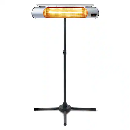 Front. Sengoku - Sengoku HeatMate Weatherproof Graphite Patio Heater with Stand & Remote, Silver - Silver.