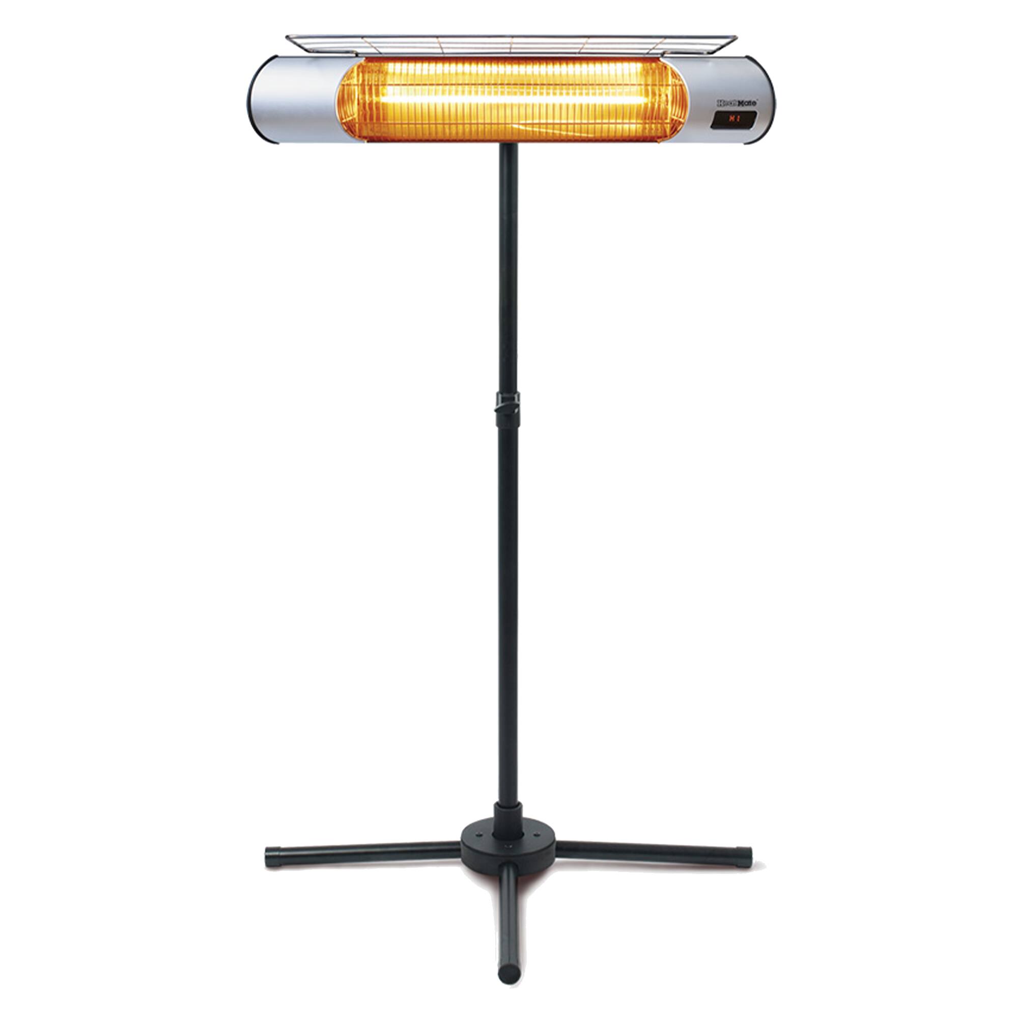 Front. Sengoku - Sengoku HeatMate Weatherproof Graphite Patio Heater with Stand & Remote, Silver - Silver.