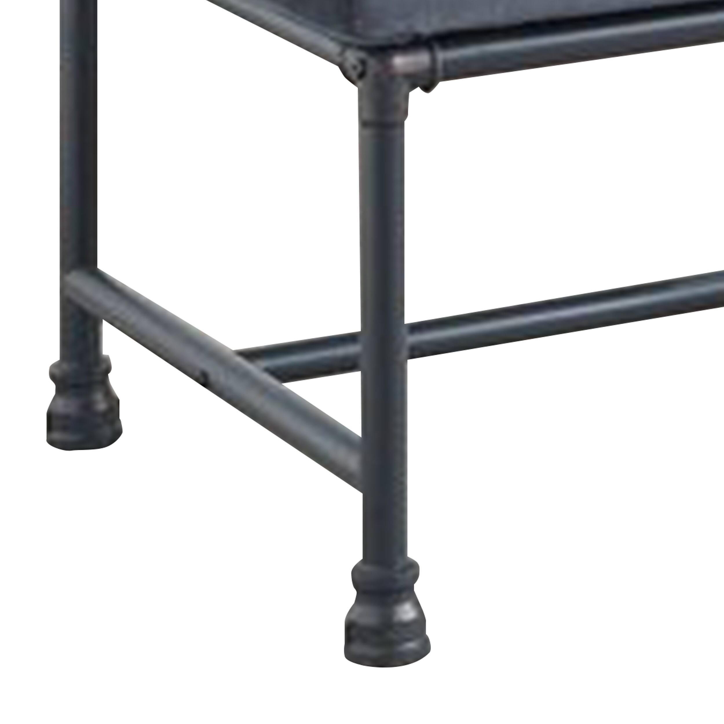 Alt View 3. Manhattan Lane - Ottoman with Tufted Velvet Seat and Metal Frame - Gray.
