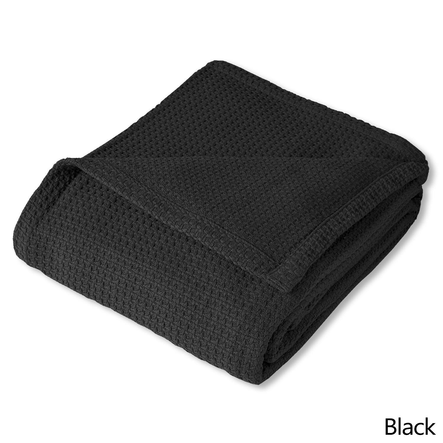 Angle. Sweet Home Collection - 100% Cotton Blanket, Grand Luxury Breathable Houndstooth Woven Design, Full/Queen - Black.