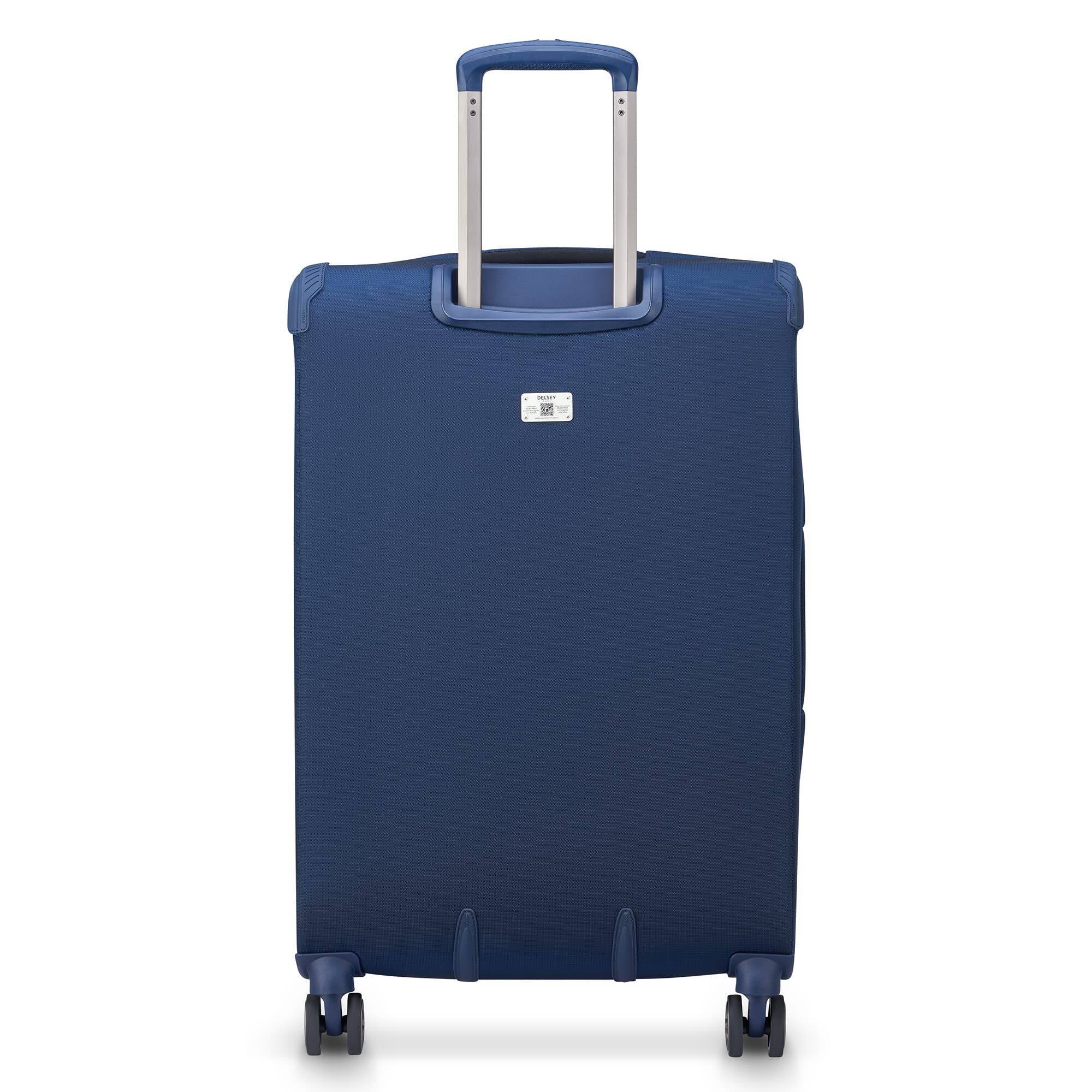 Back. Delsey - Helium DLX 3-Piece Set (20/25/29) Softside Expandable Luggage with Spinner Wheels - Navy Blue.