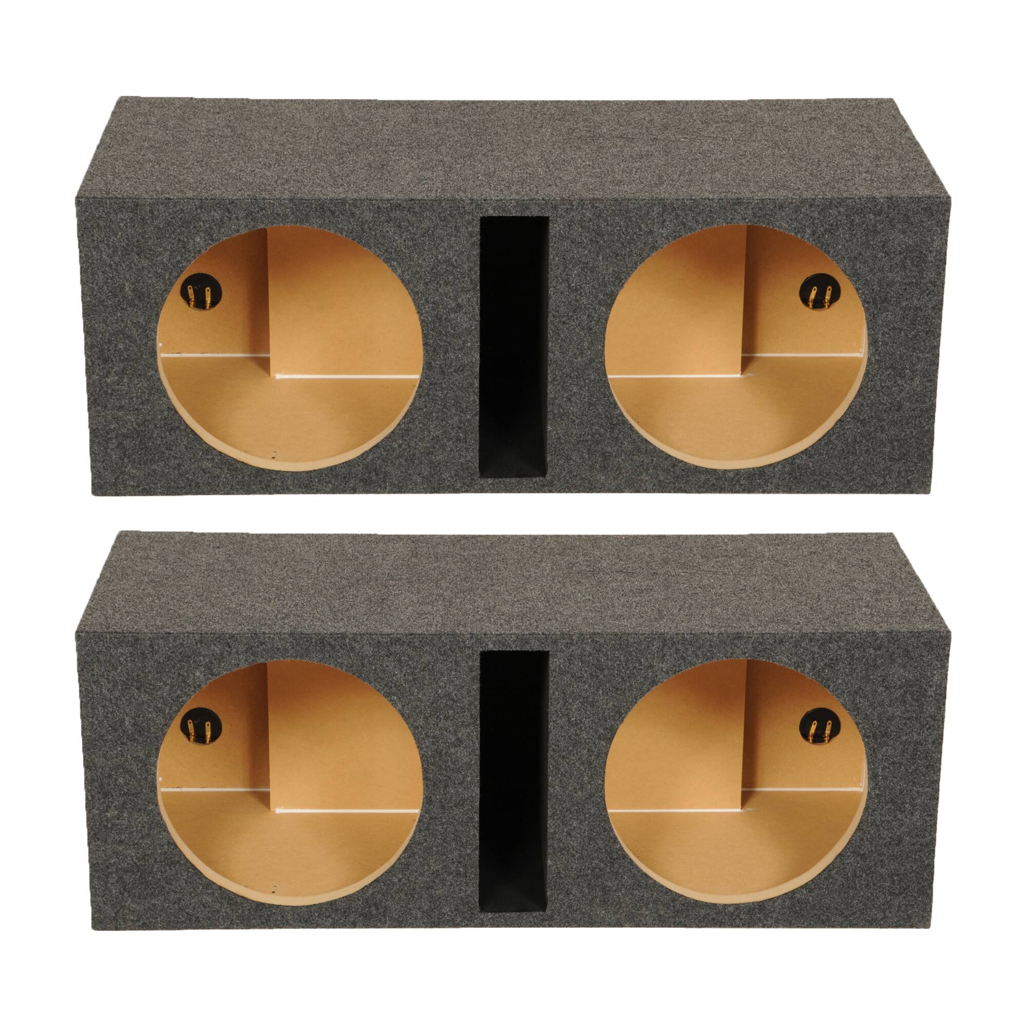 QPower - QBASS Dual 10 Inch Car Audio Subwoofer Enclosure Box, Charcoal (2 Pack)