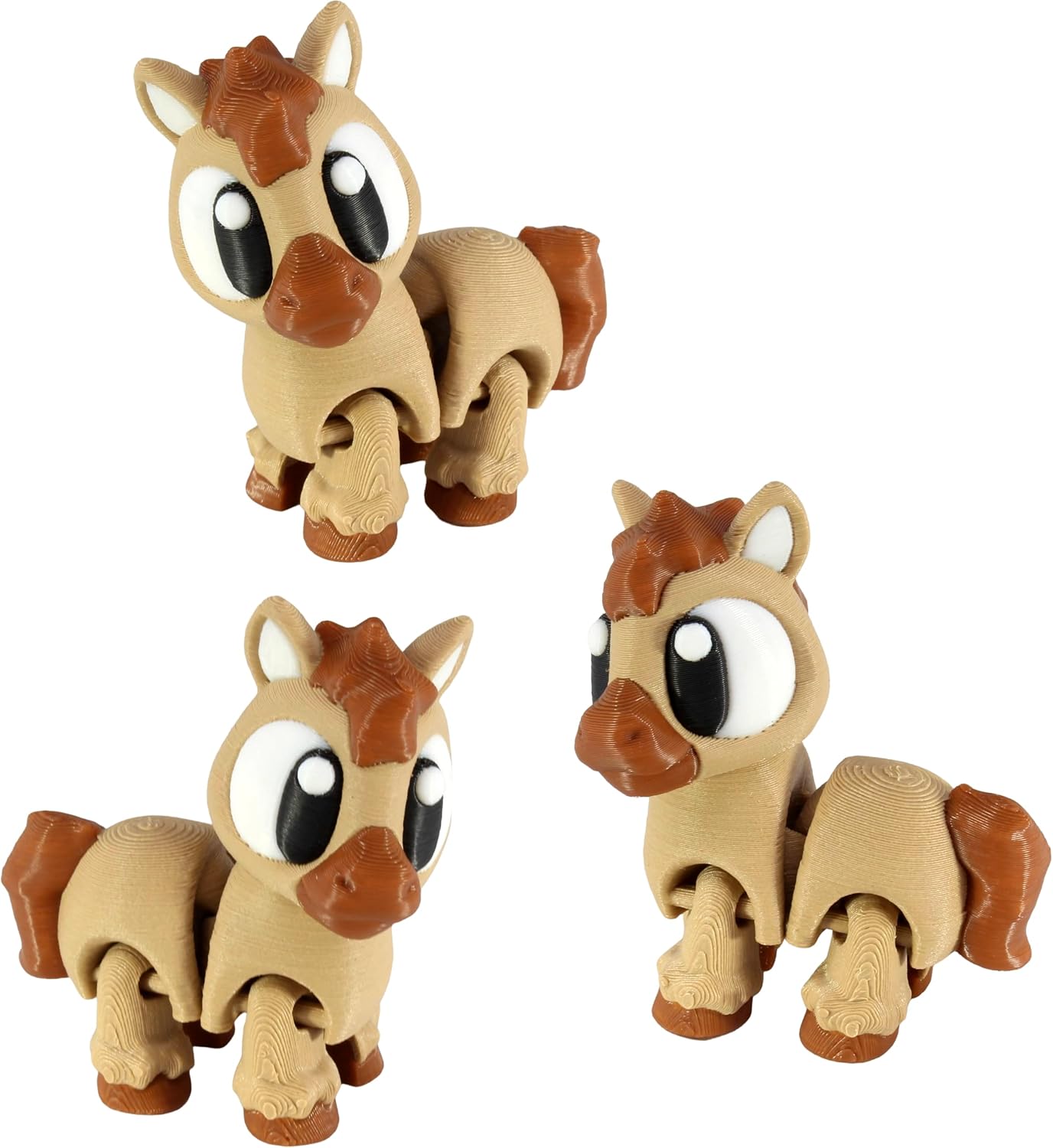 3D Printed Articulated Horse Fidget Toy 3 Pack – Flexible Cute Animal Desk Decor, Adult Fidget Collectible by PowerTRC