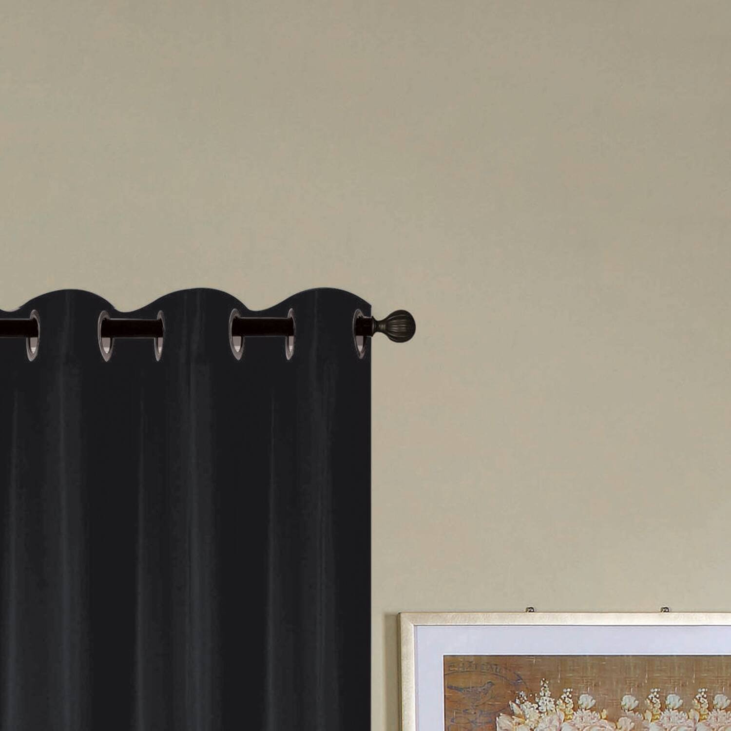 Left. RT Designers Collection - RT Designers Collection Kennedy Room Darkening Grommet Curtain Panel 54" x 84" Black - Black.