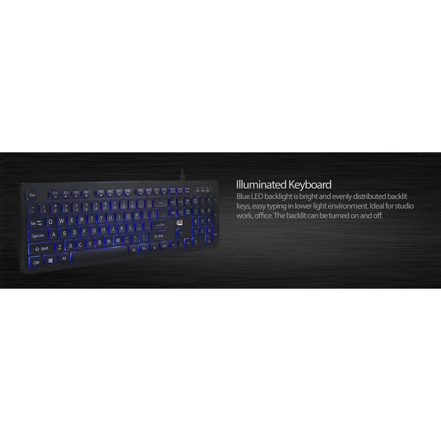 Desktop Computer Led Key Bord Adesso Large Print Illuminated Desktop Keyboard Cable Connectivity USB ...