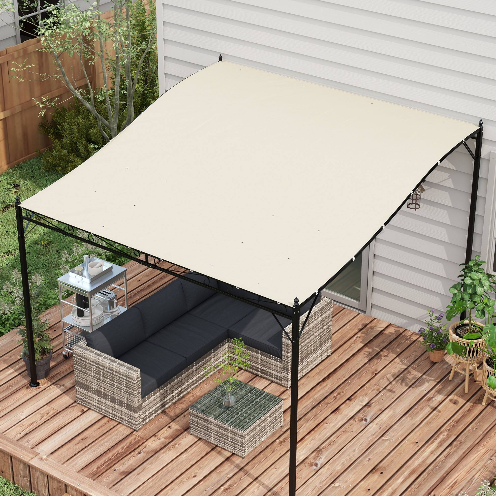 Angle. Outsunny - Pergola Shade Cover, Pergola Canopy Replacement with Drainage Holes, for 10' x 10' Pergola - Beige.