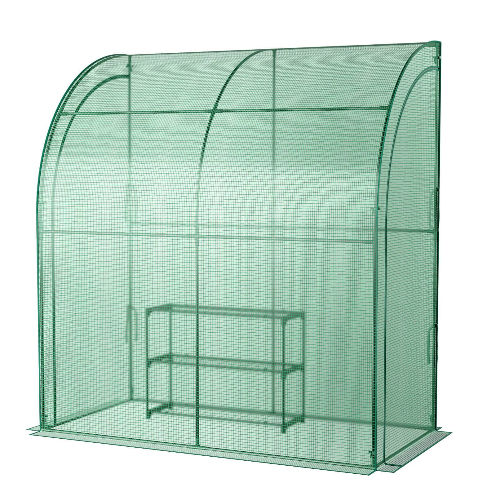 Alt View 9. Costway - Costway 7'x 3.5'x 7' Lean-to Greenhouse Portable Wall House with Green PE Cover and Shelf - Green.