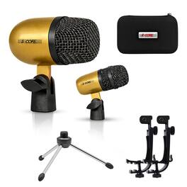 5 CORE - Conga Mic Snare Tom Set Professional XLR Cardioid Condenser Instrument Microphone Kit - Gold