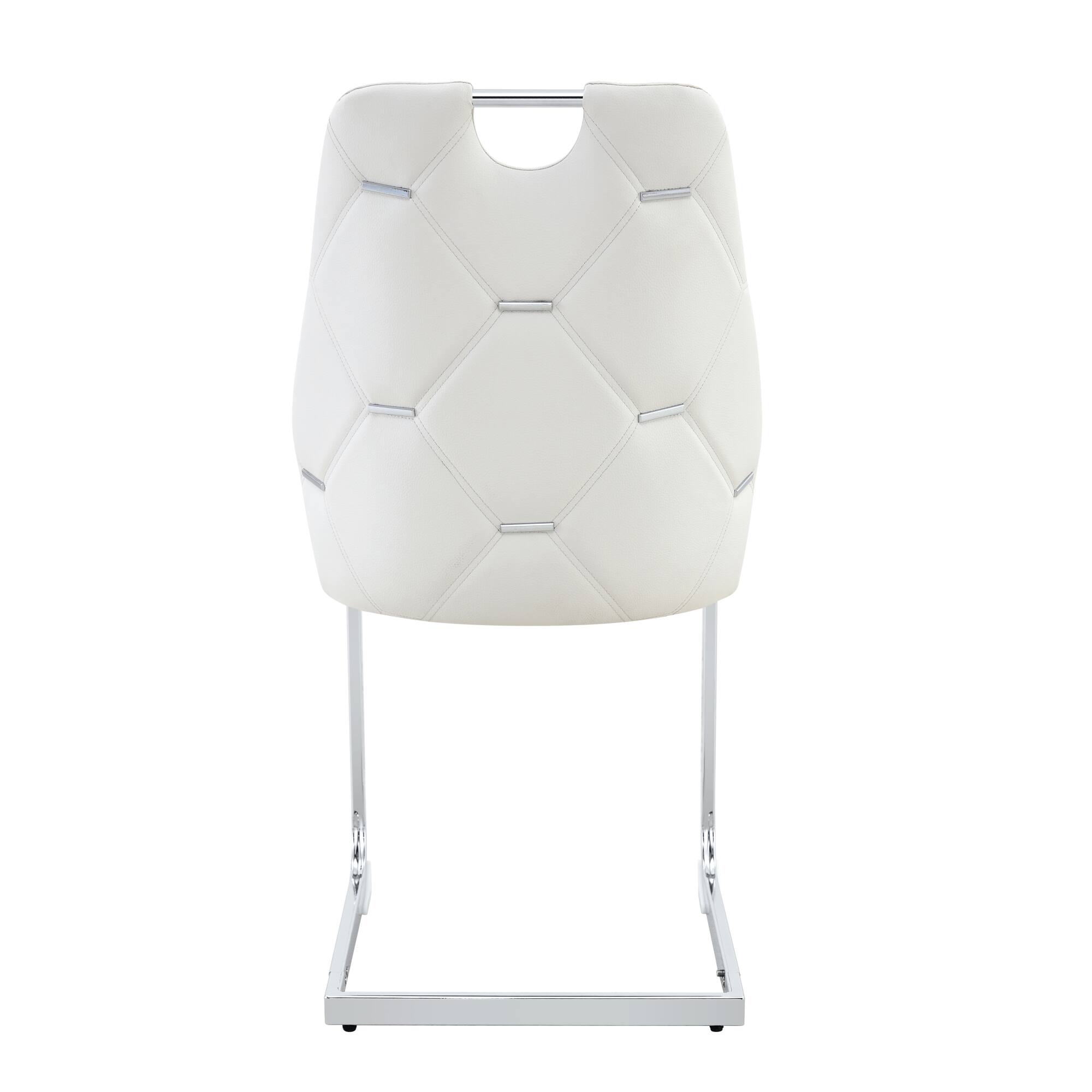 Alt View 7. GOODSILO - Set of 2 Modern Upholstered Dining Chairs with Elegant Metal Accents and High-Resilience Foam Cushions - White.