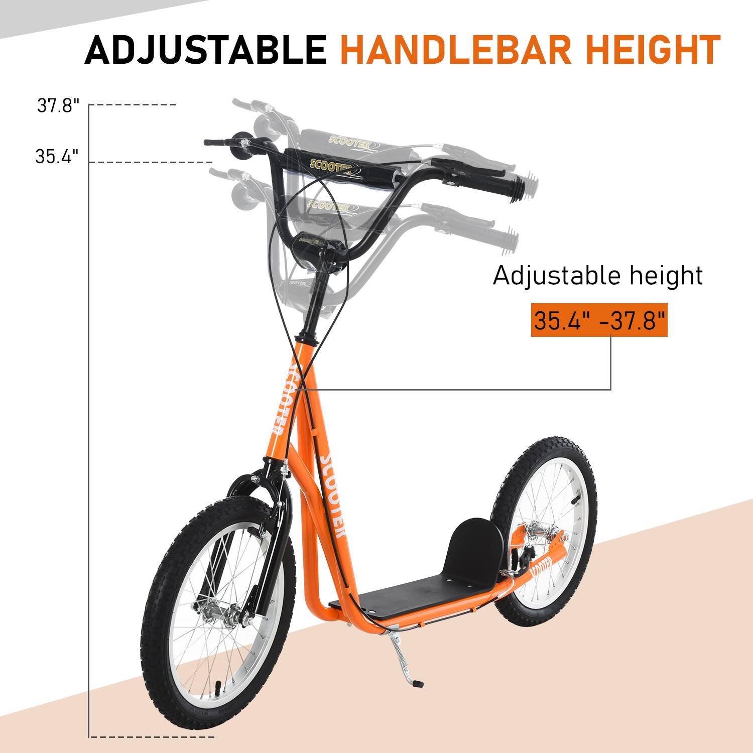 ADJUSTABLE HANDLEBAR HEIGHT

37.8"  
35.4"  

Adjustable height  
35.4" - 37.8"