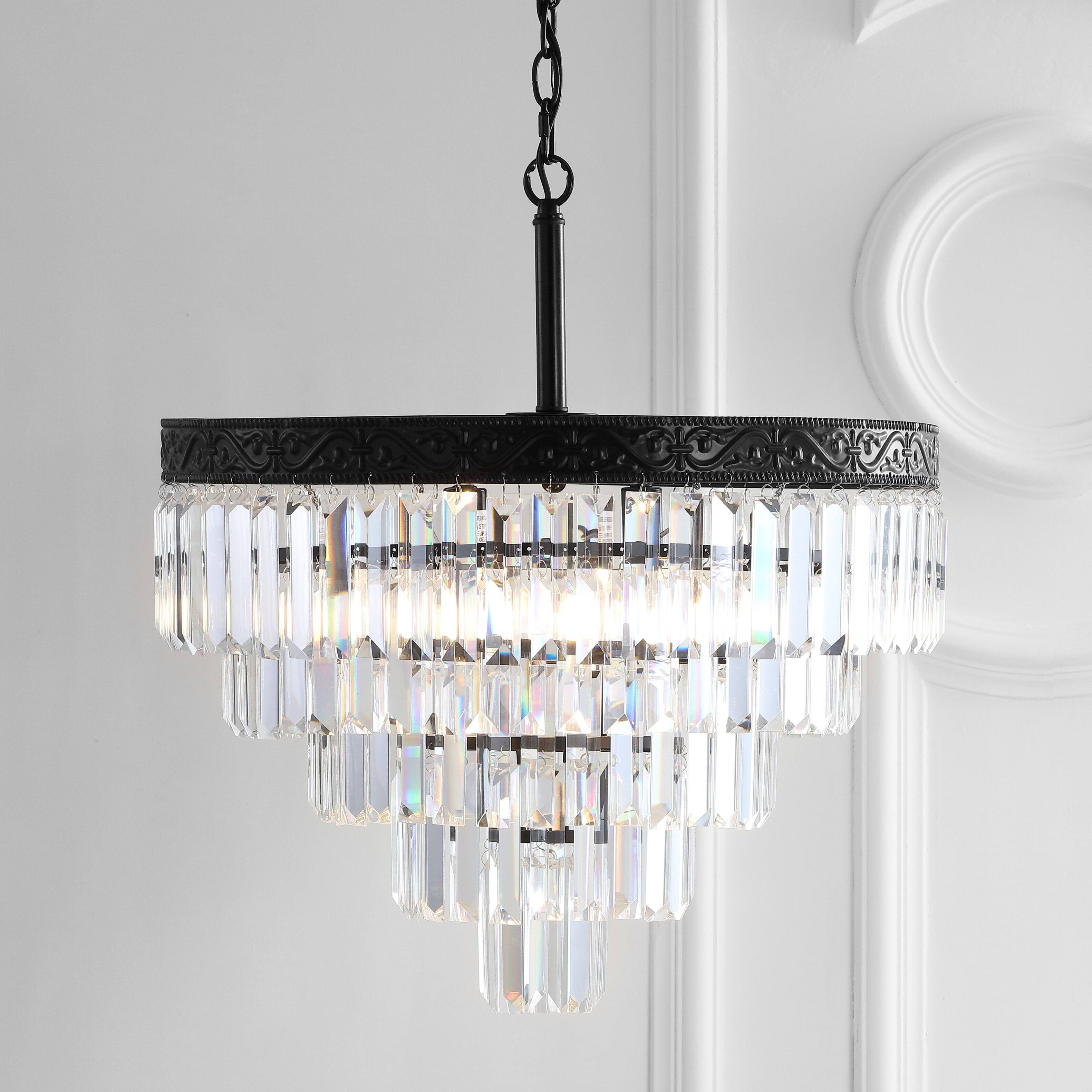 Alt View 1. Jonathan Y - Wyatt 20" 4-Light Crystal LED Chandelier, Bronze/ Clear - Bronze / Clear.